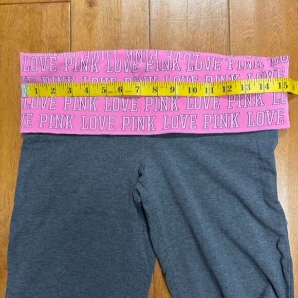 Victorias Secret LOVE PINK Flare Foldover Yoga Pants Y2K Size M Bling Spellout - Picture 11 of 12